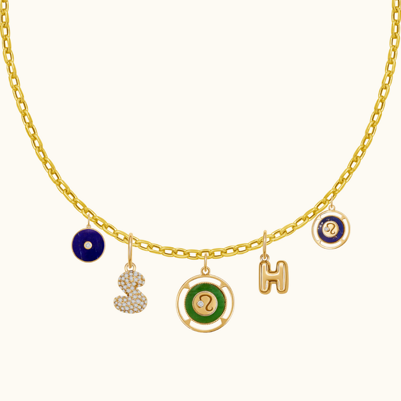 Leo Zodiac Jade and Diamond Medallion