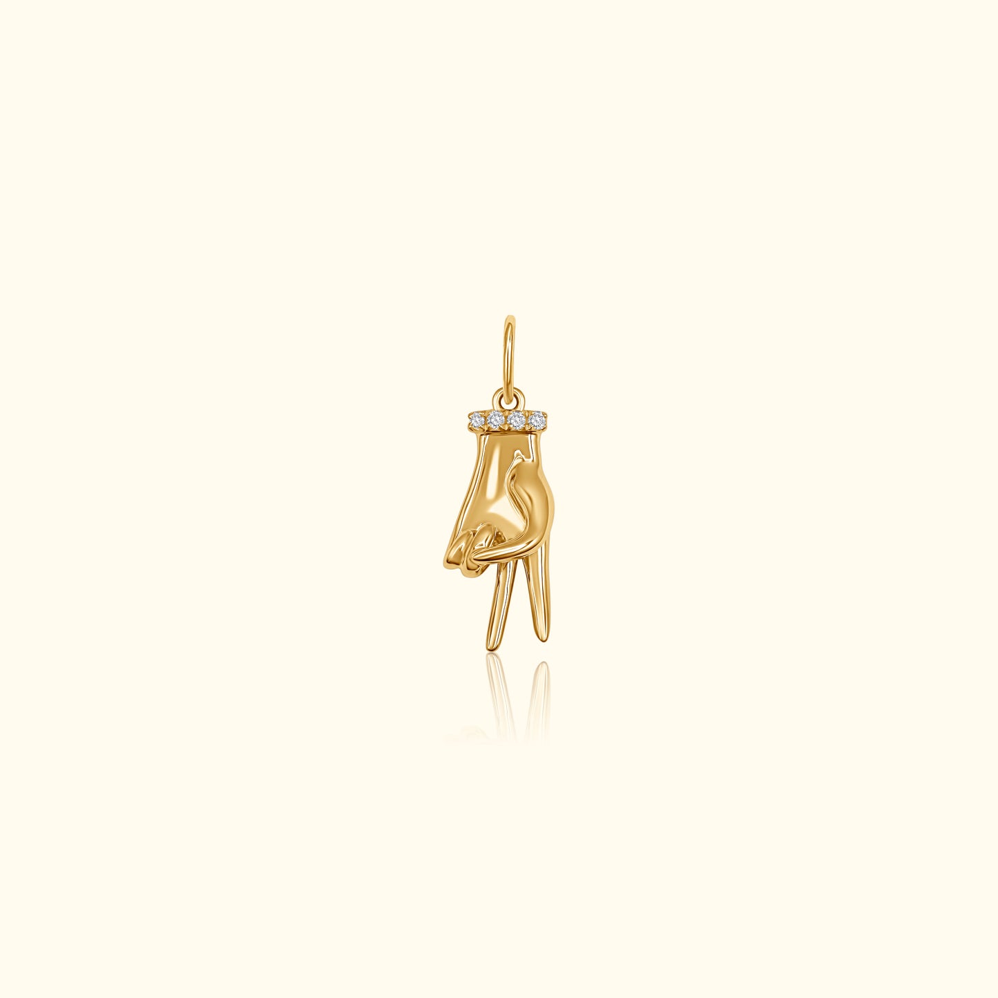 Diamond Peace Sign Hand Pendant