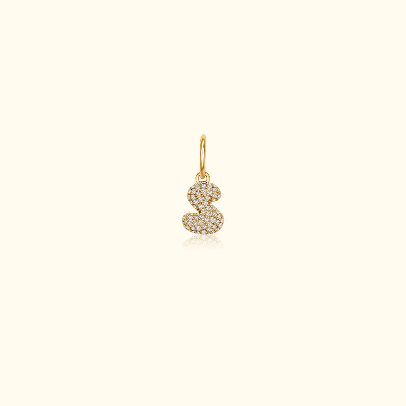 Diamond Puff 'S' Initial Pendant