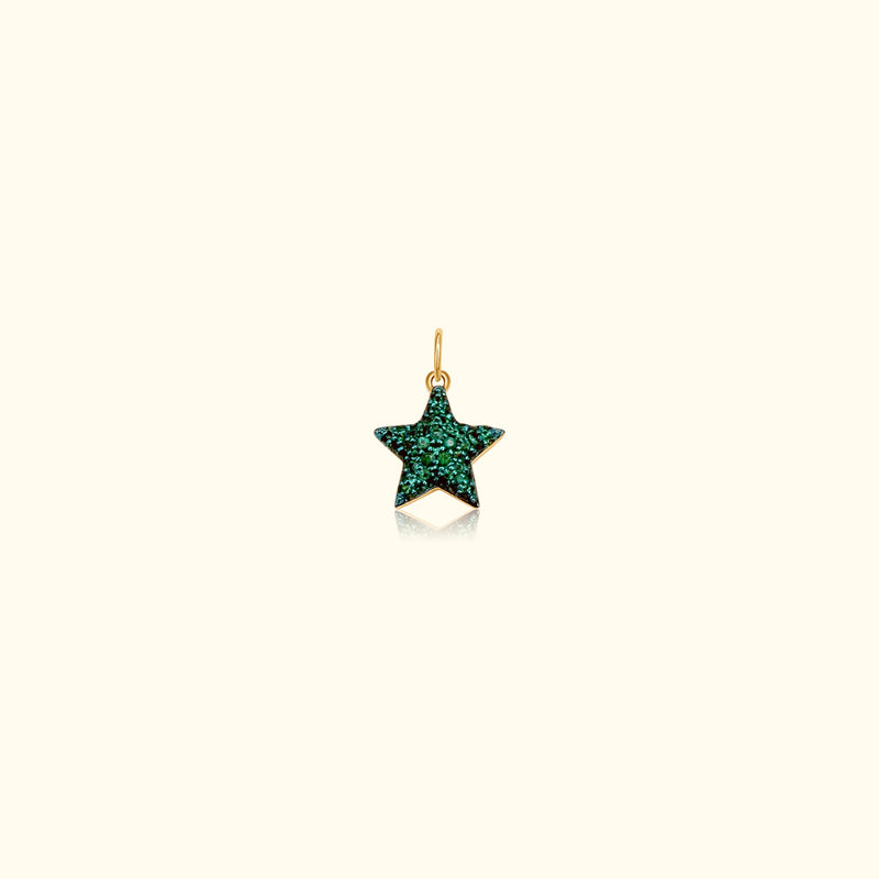 50/50 Diamond and Emerald Puff Star Pendant