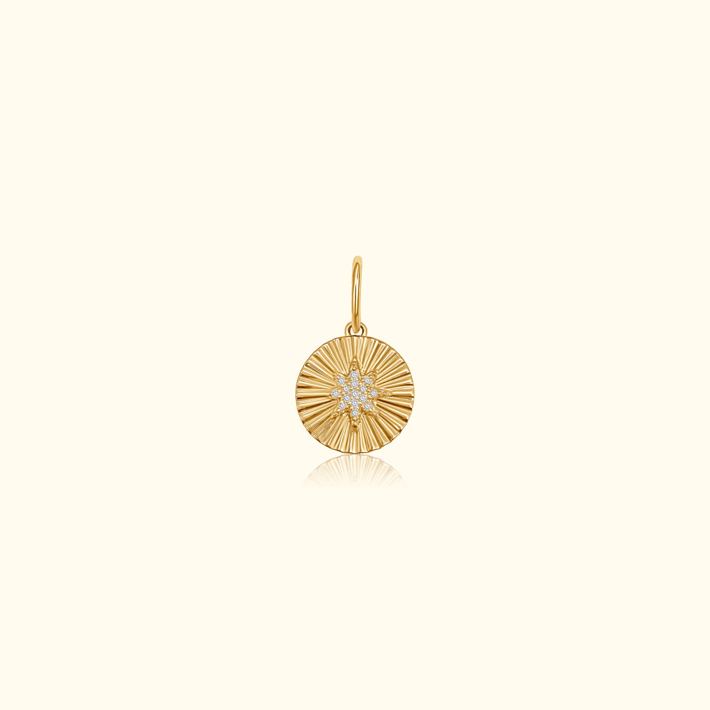 Diamond Fluted Starburst Disc Locket Pendant