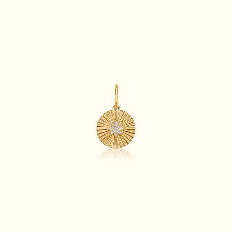 Diamond Fluted Starburst Disc Locket Pendant