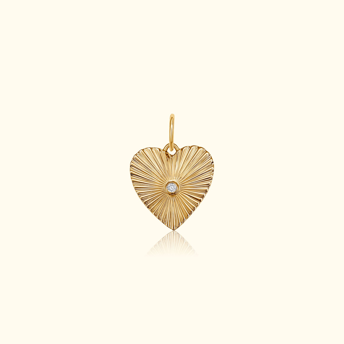 Fluted Diamond Bezel Heart Pendant