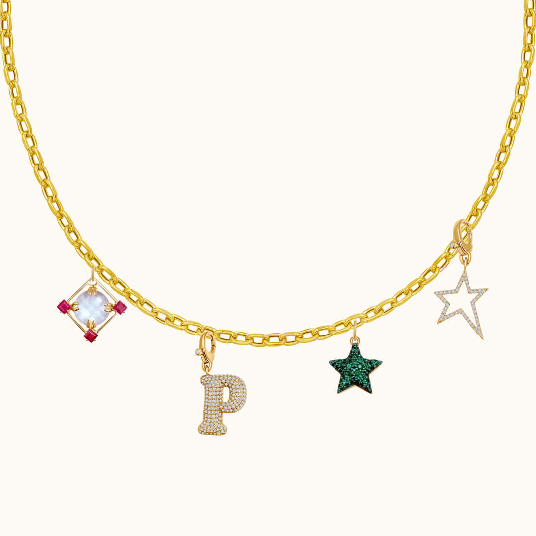 Puff Diamond 'P' Initial Pendant
