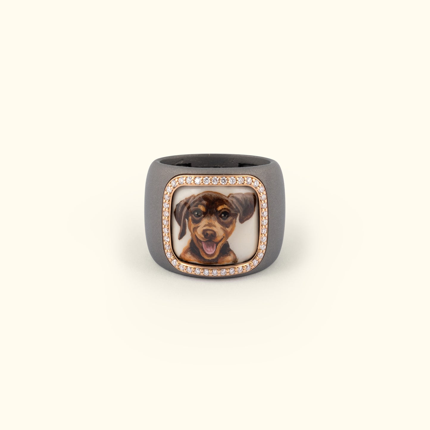 The Billig Custom Hand-Painted Pet Pawtrait Band Ring