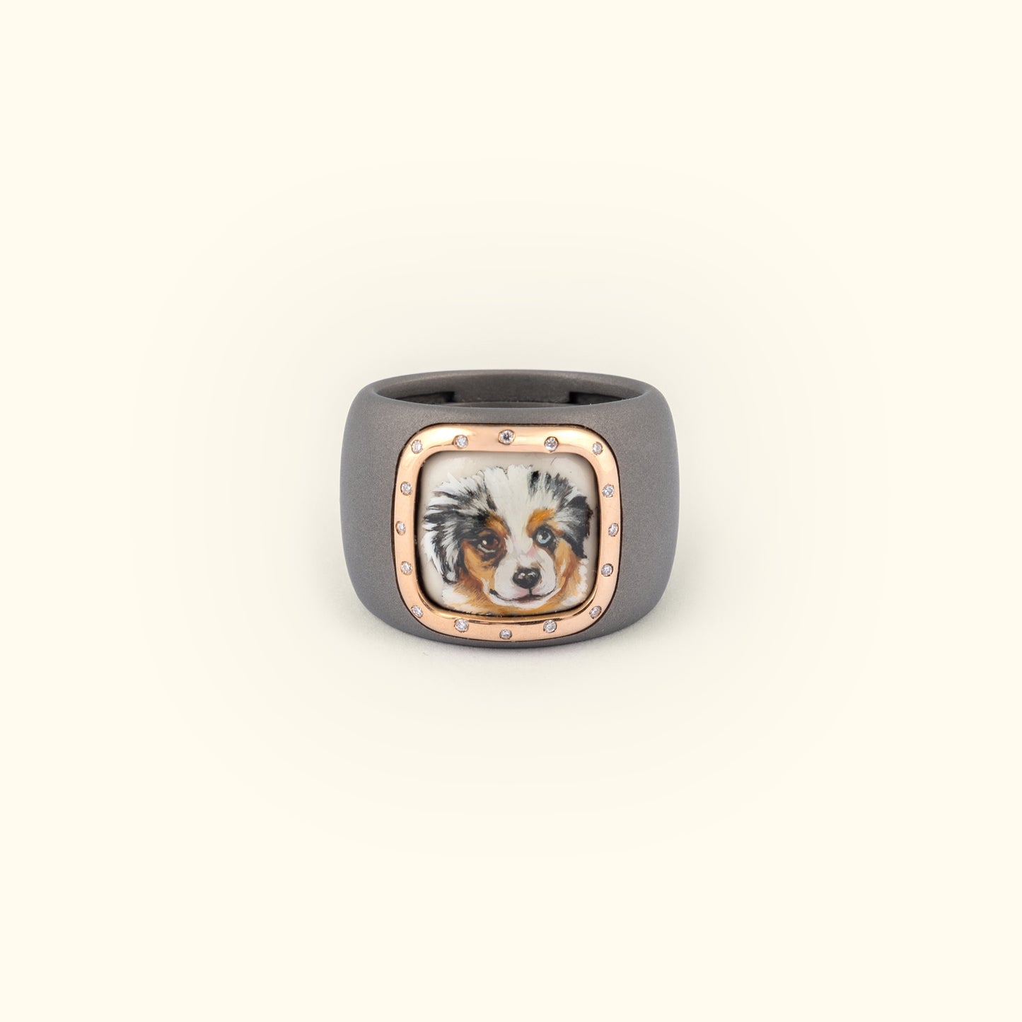 The Billig Custom Hand-Painted Pet Pawtrait Band Ring