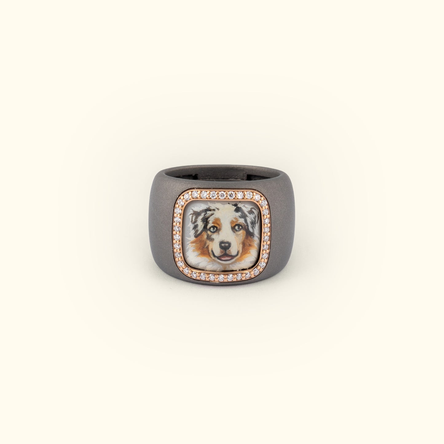 The Billig Custom Hand-Painted Pet Pawtrait Band Ring