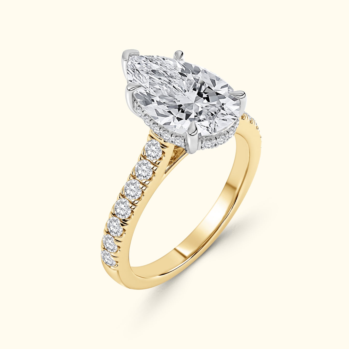 'Elizabeth' Engagement Ring - French Pavé Halo Design
