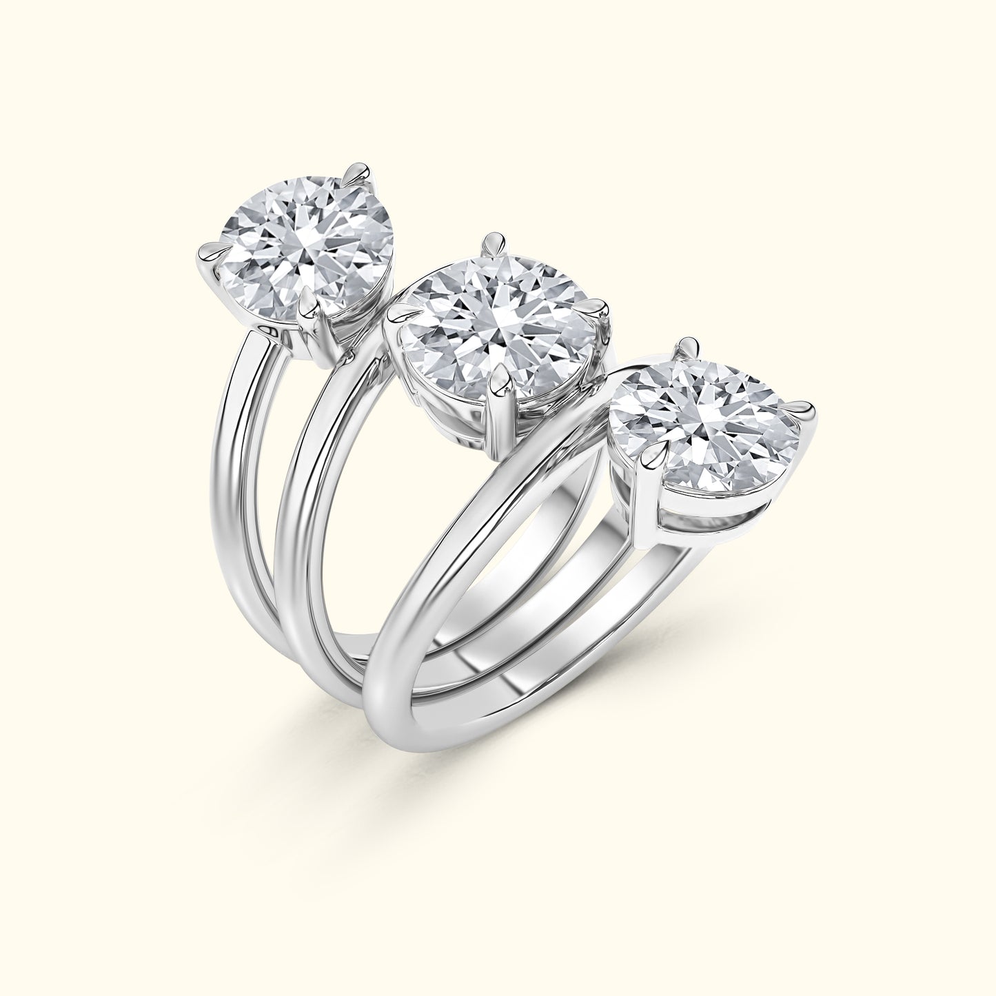 Round Diamond Spiral Ring