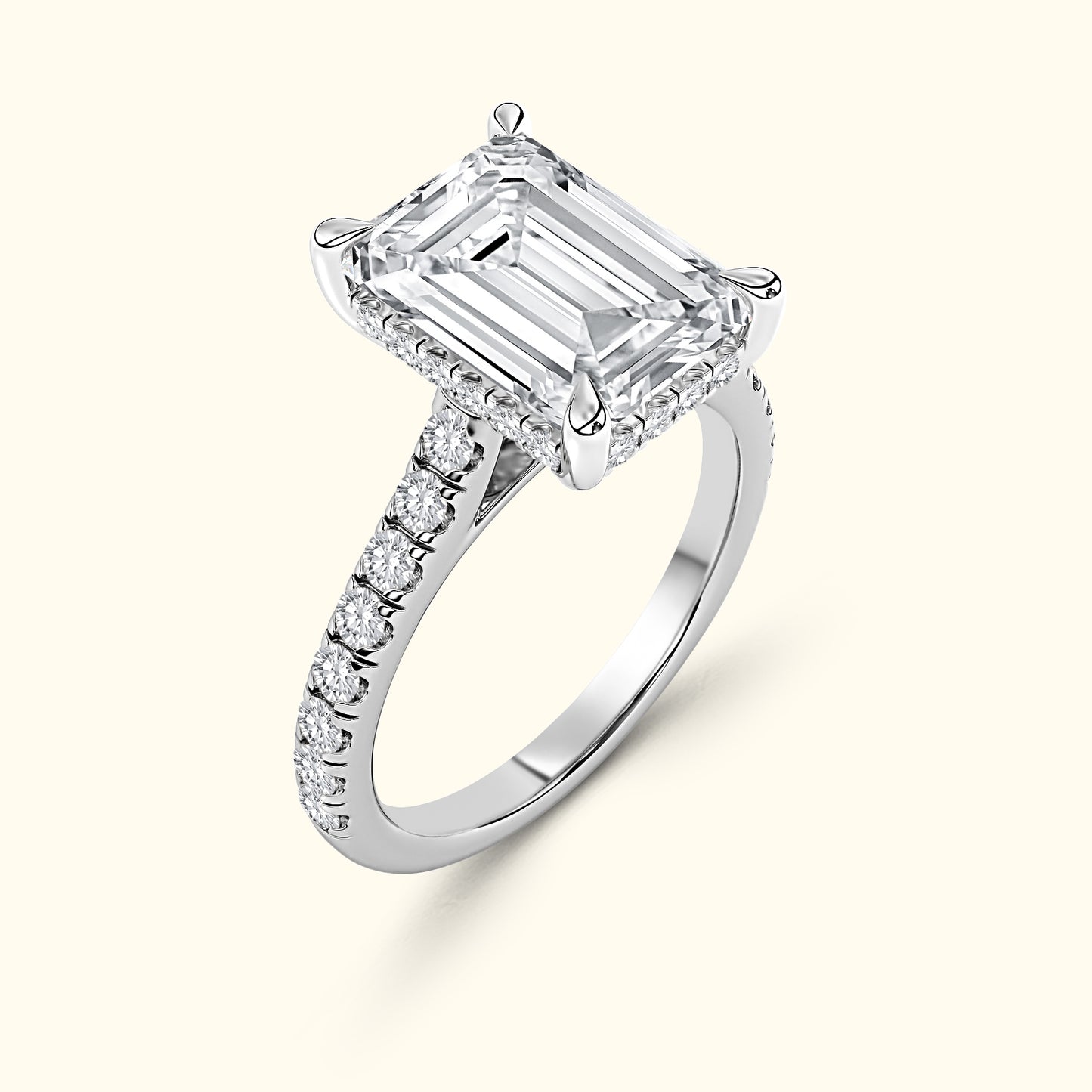 'Elizabeth' Engagement Ring - French Pavé Halo Design