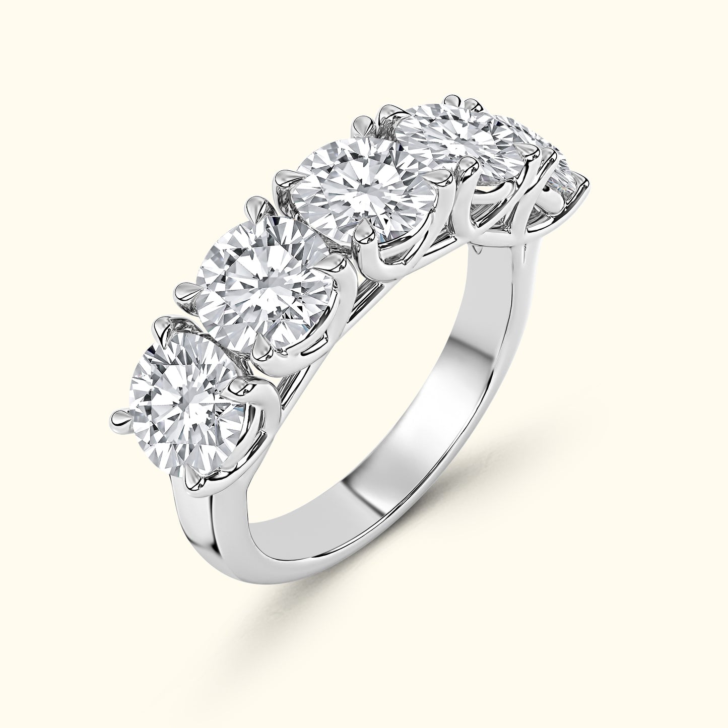 'Addison' 5 Stone Round Diamond Wedding Band
