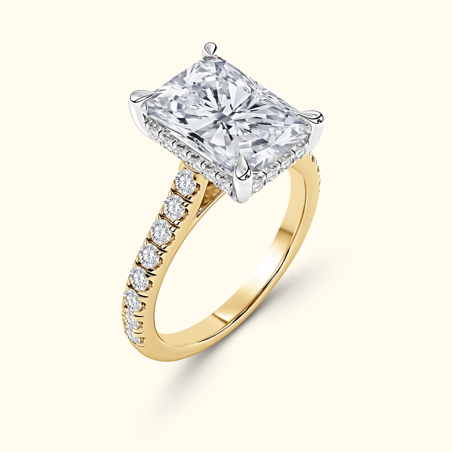 'Elizabeth' Engagement Ring - French Pavé Halo Design