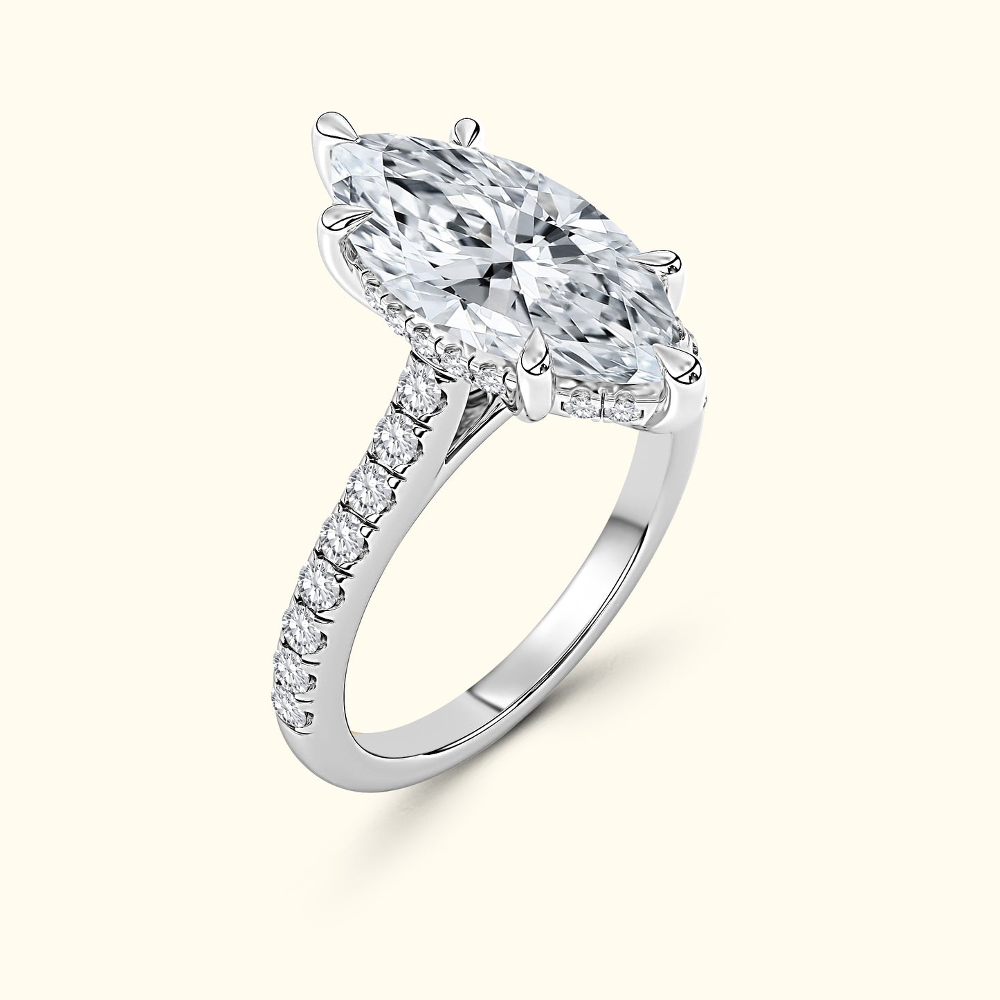 'Elizabeth' Engagement Ring - French Pavé Halo Design