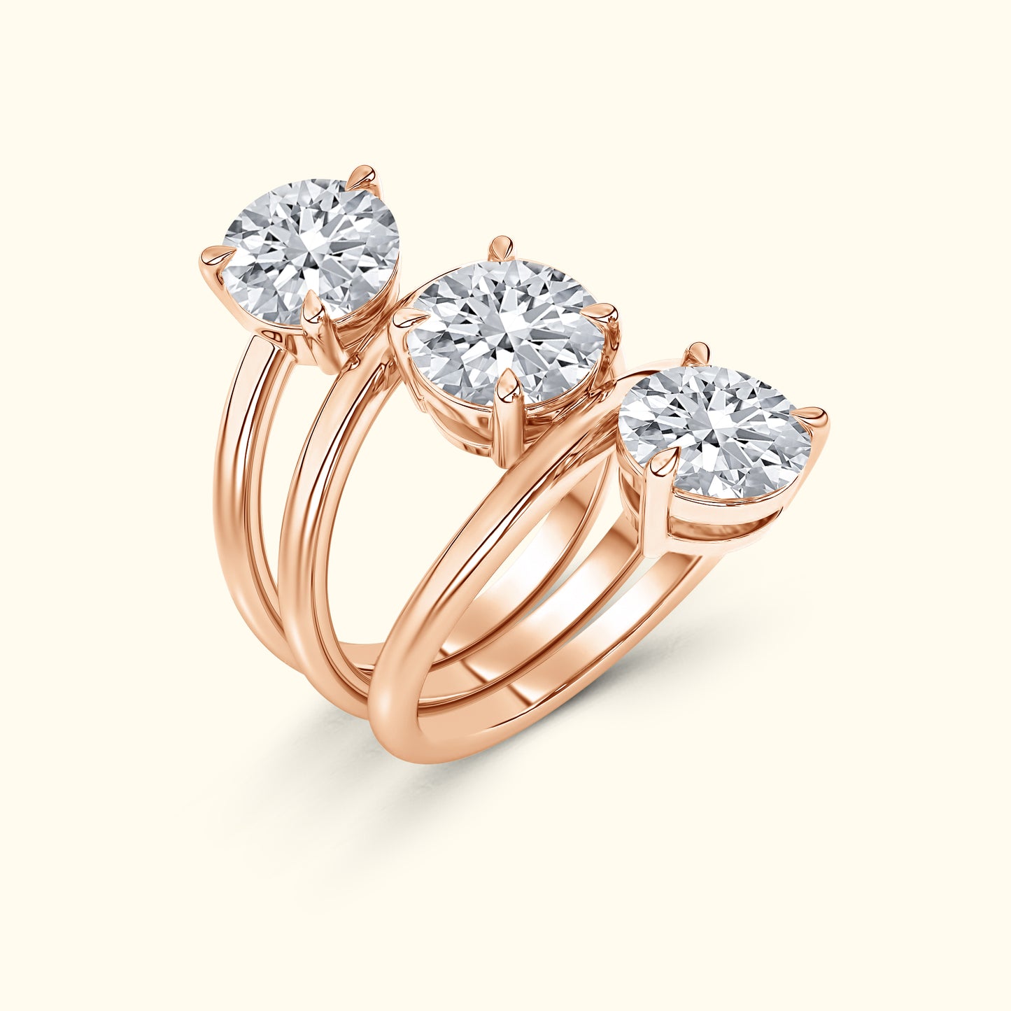Round Diamond Spiral Ring