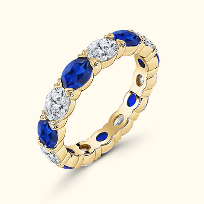 Erica Oval Cut Sapphire and Diamond Eternity Wedding Band
