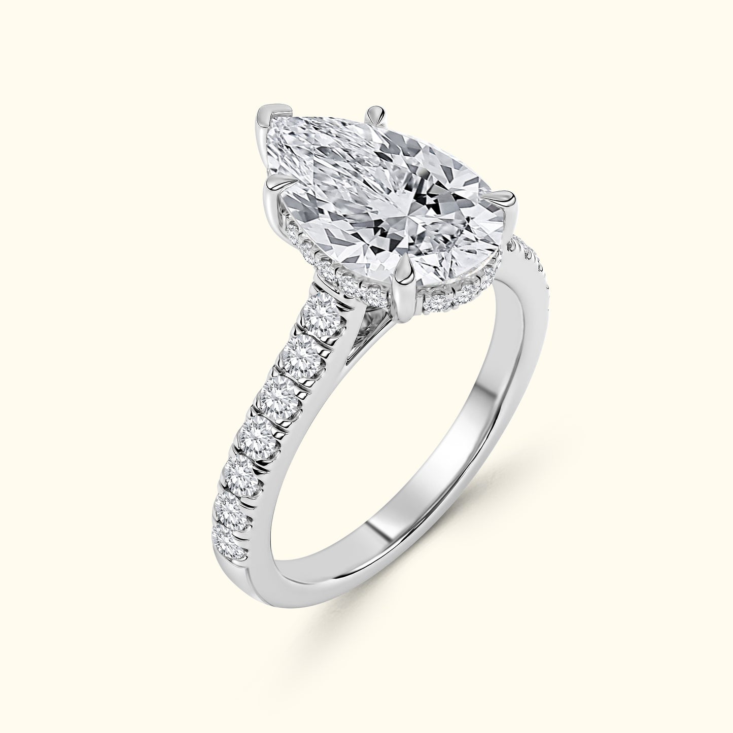 'Elizabeth' Engagement Ring - French Pavé Halo Design