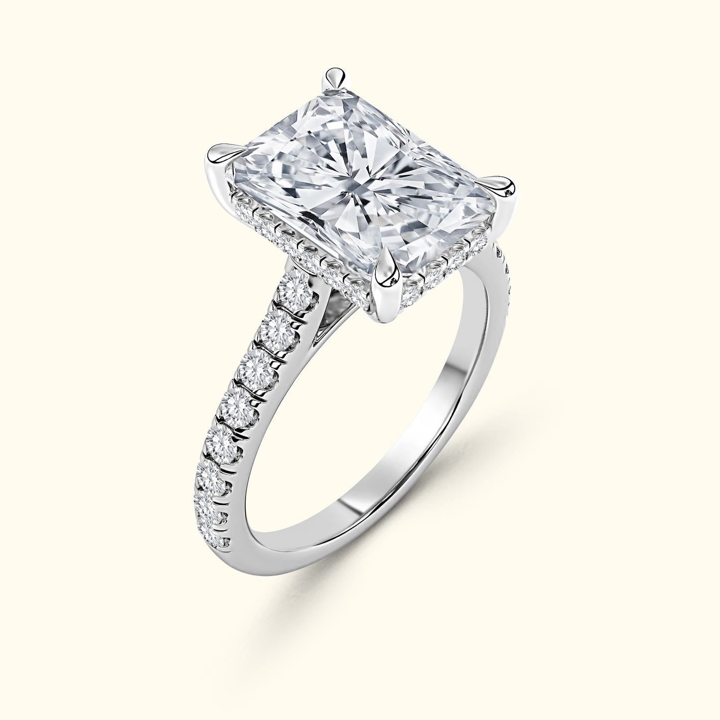 'Elizabeth' Engagement Ring - French Pavé Halo Design