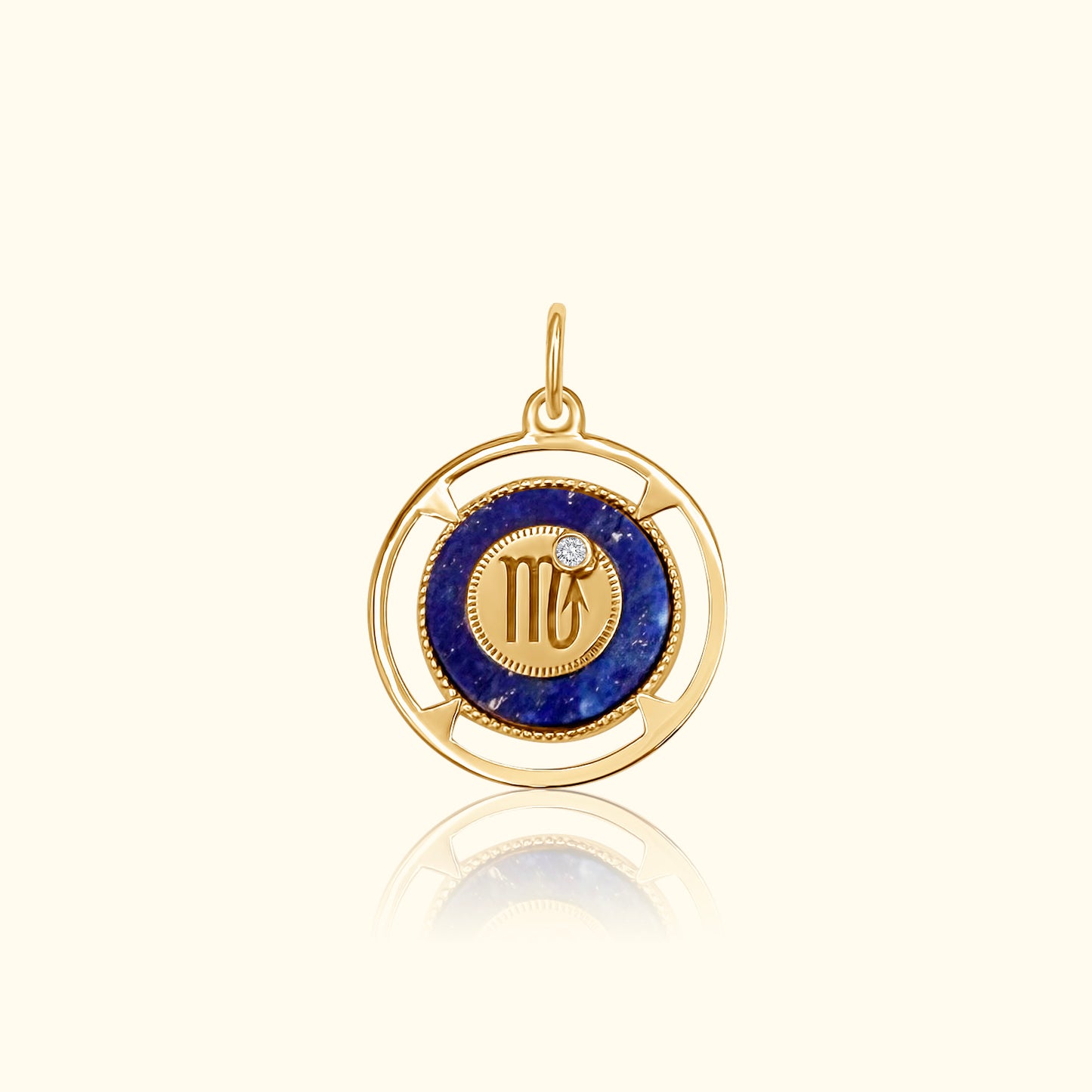 Scorpio Zodiac Lapis and Diamond Medallion