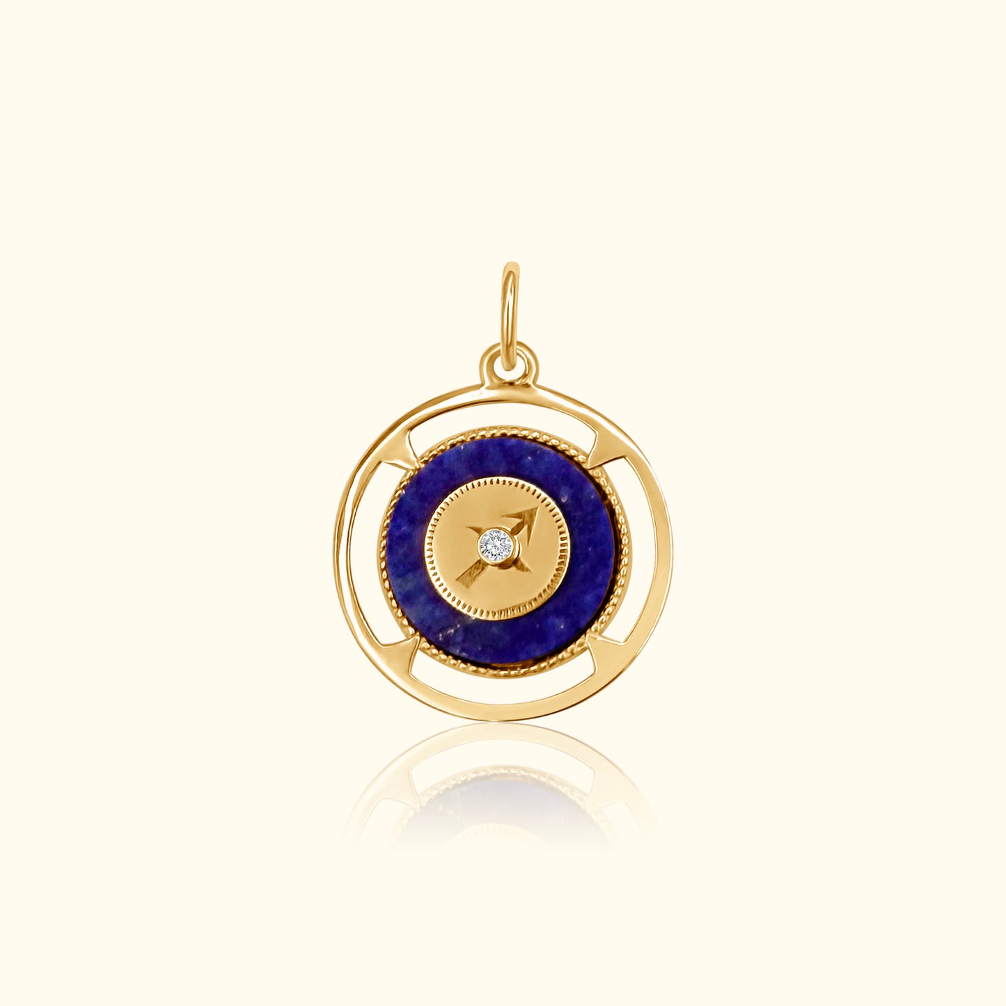 Sagittarius Zodiac Lapis and Diamond Medallion