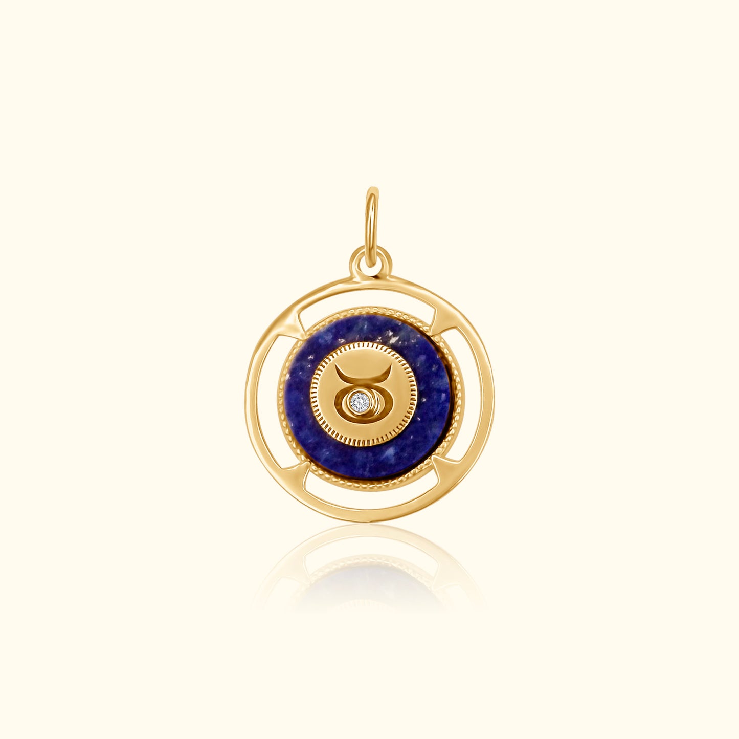 Taurus Zodiac Lapis and Diamond Medallion