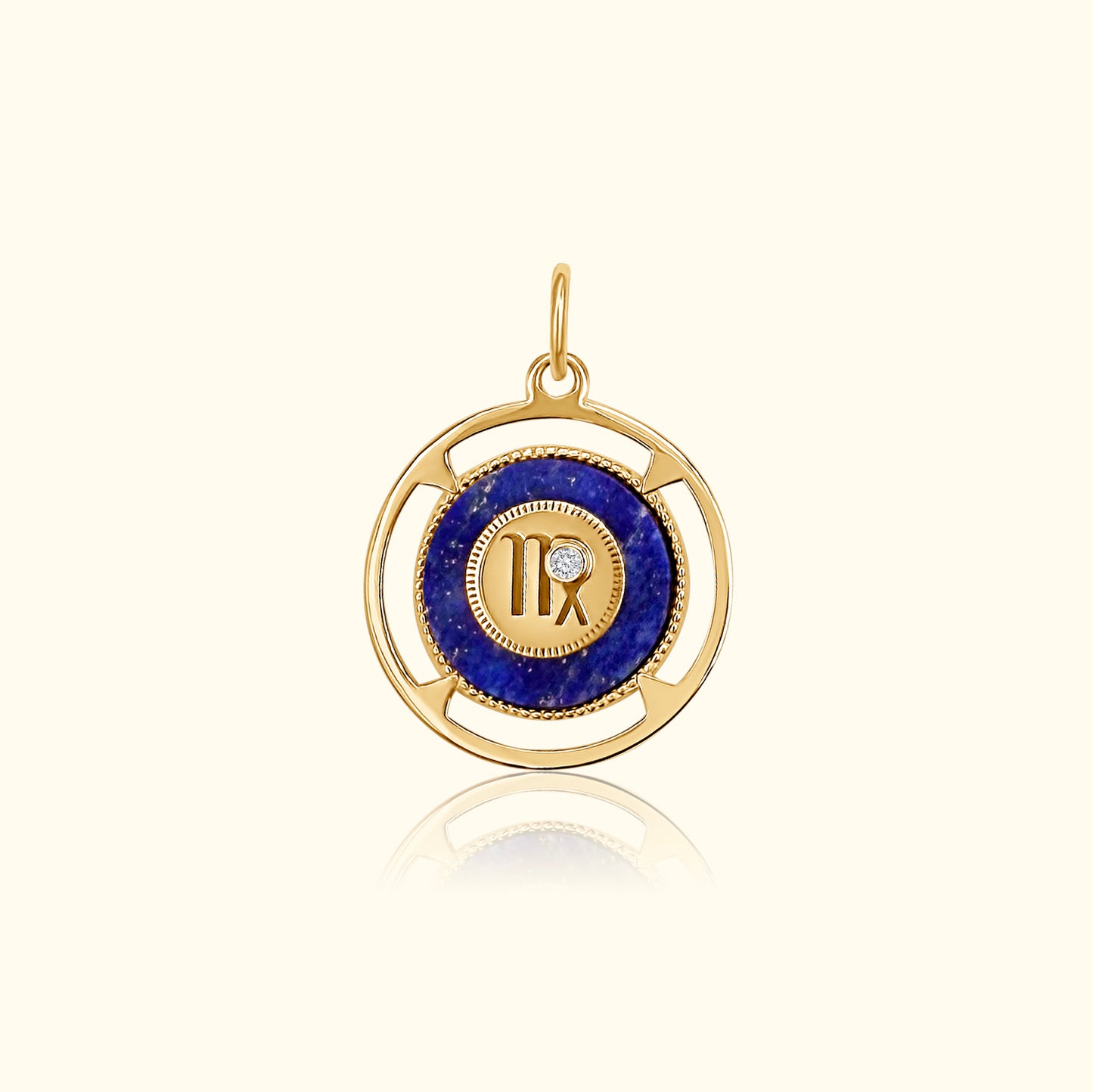 Virgo Zodiac Lapis and Diamond Medallion