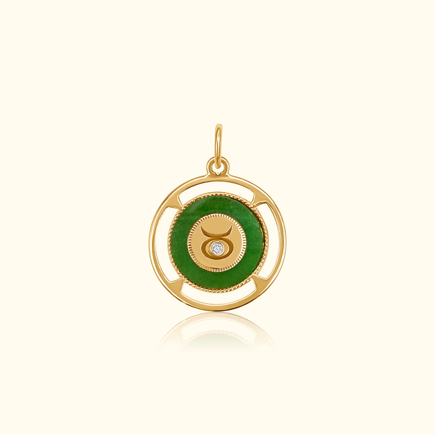 Taurus Zodiac Jade and Diamond Medallion