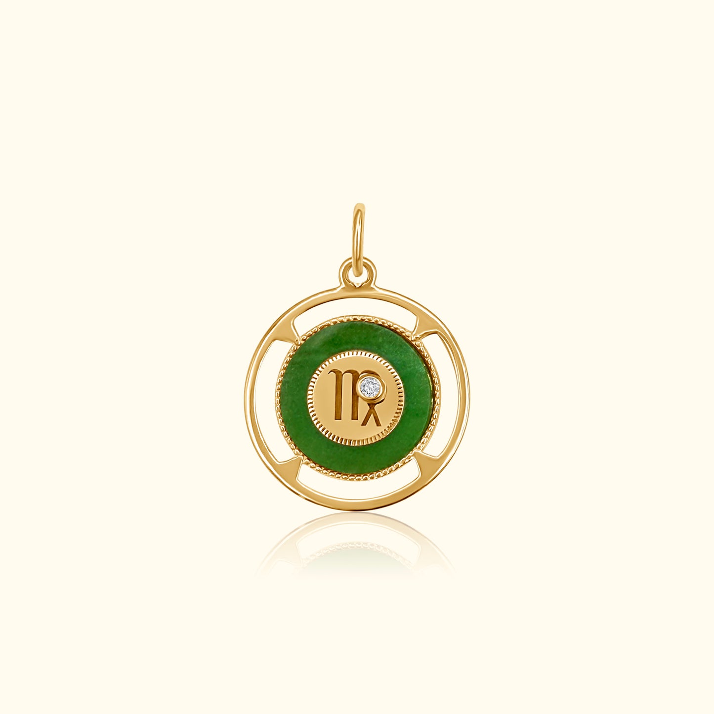 Virgo Zodiac Jade and Diamond Medallion