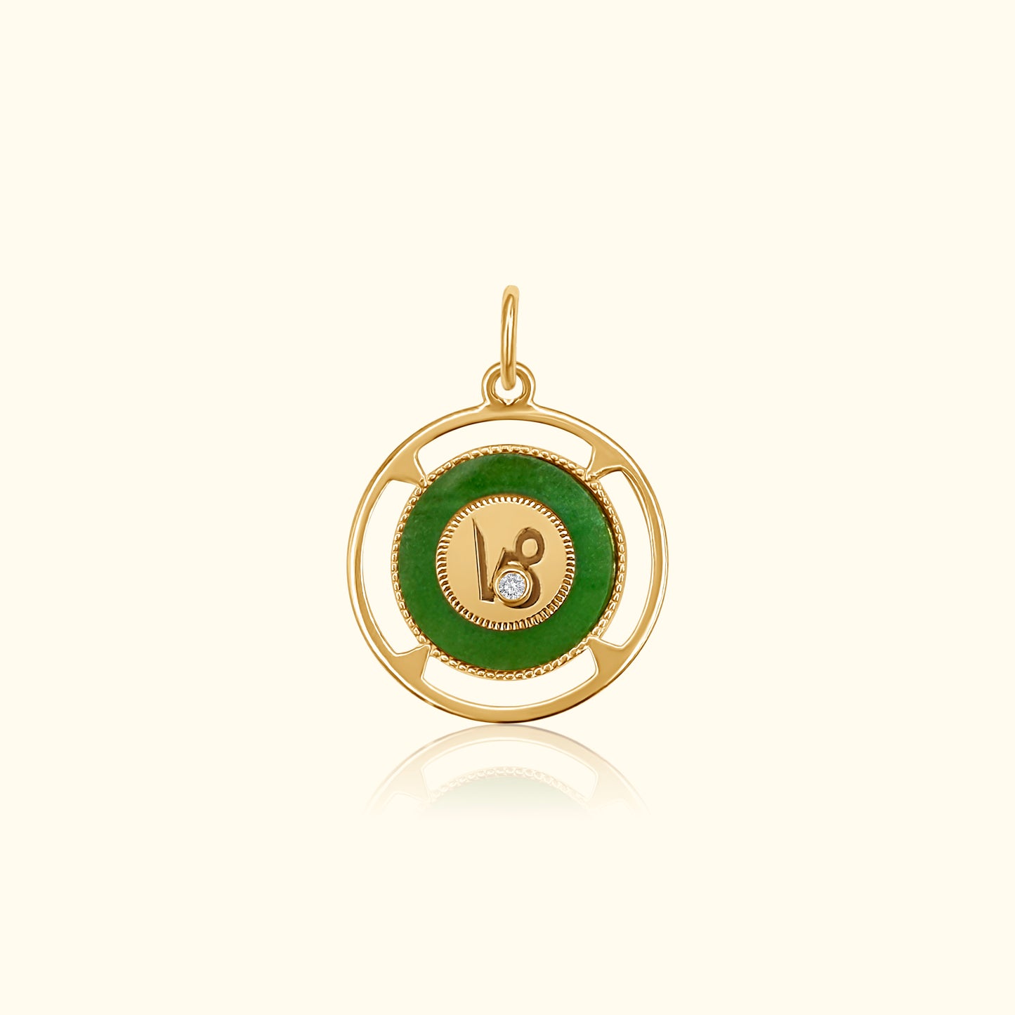 Capricorn Zodiac Jade and Diamond Medallion