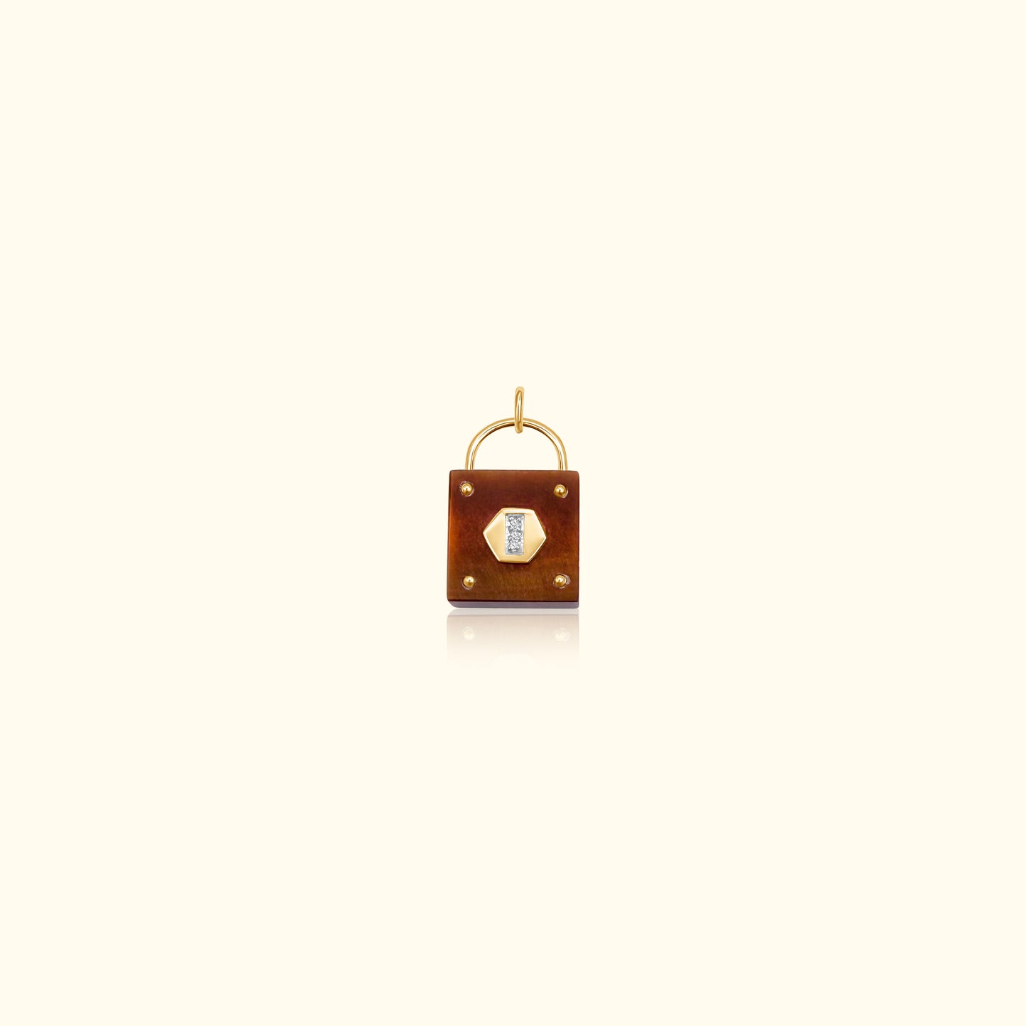 Tigers Eye and Diamond Padlock Medallion