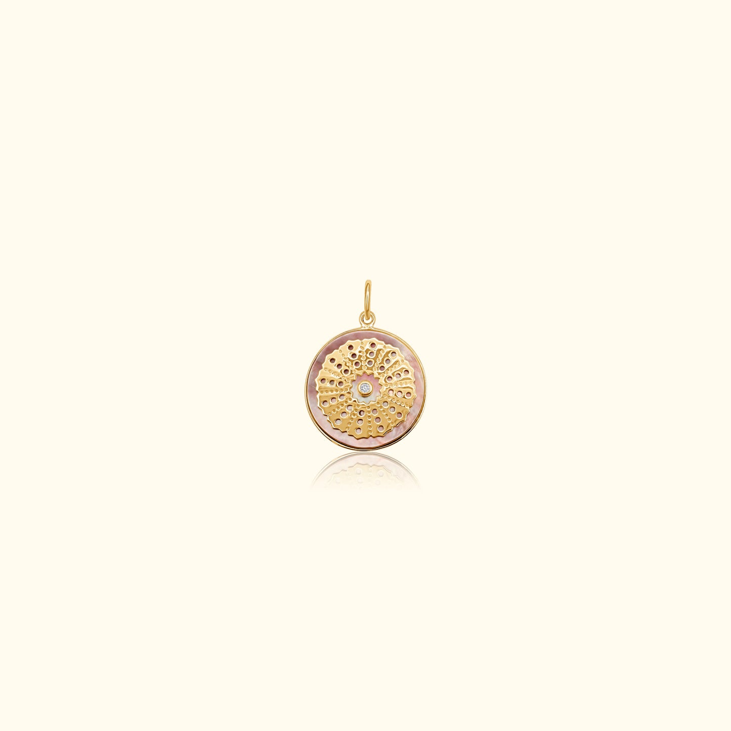 Grey Mother of Pearl and Diamond Medallion