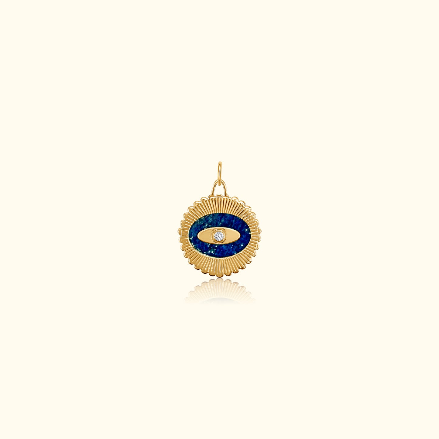 Lapis and Diamond Fluted Evil Eye Medallion
