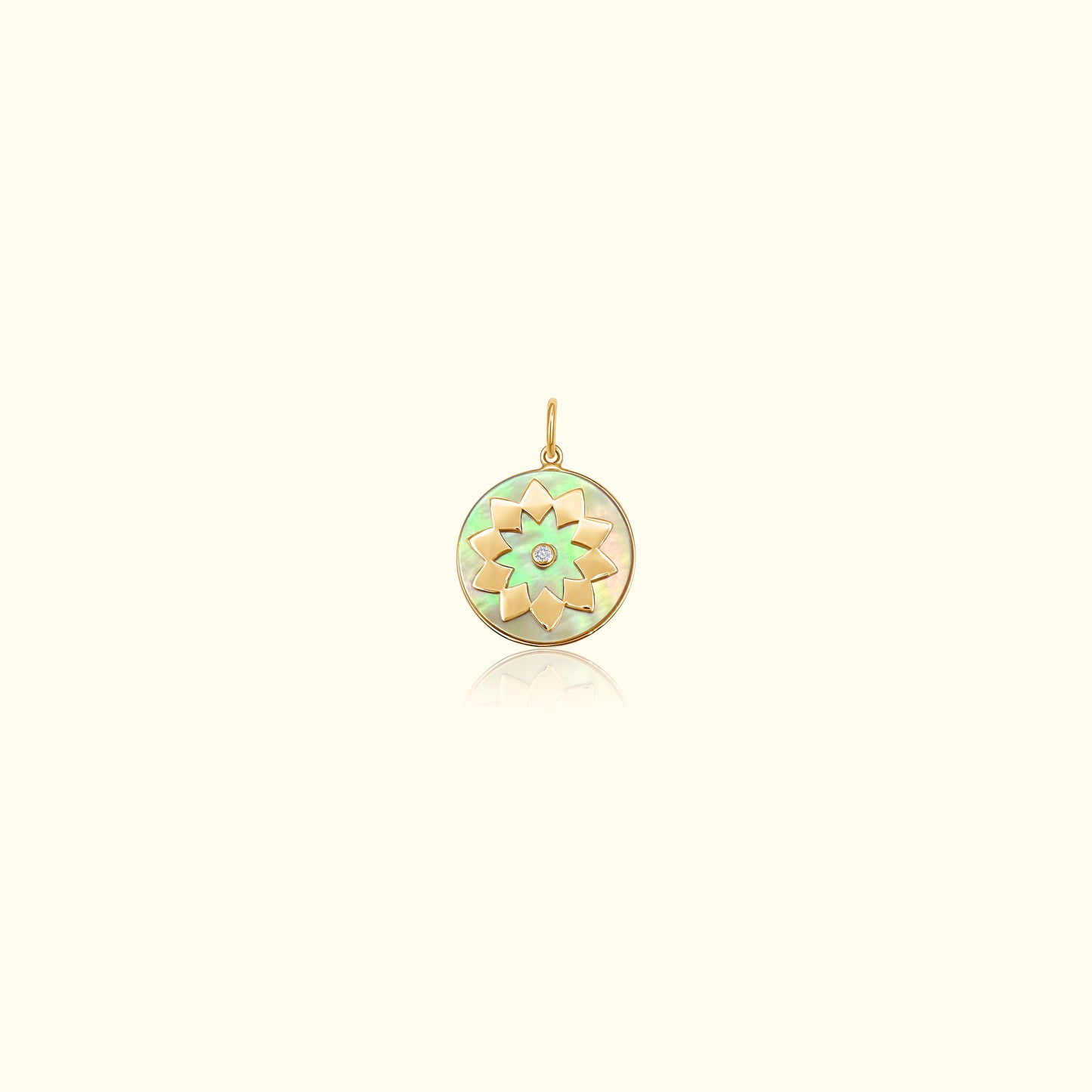 Sun Medal Yellow Mother of Pearl Diamond Medallion