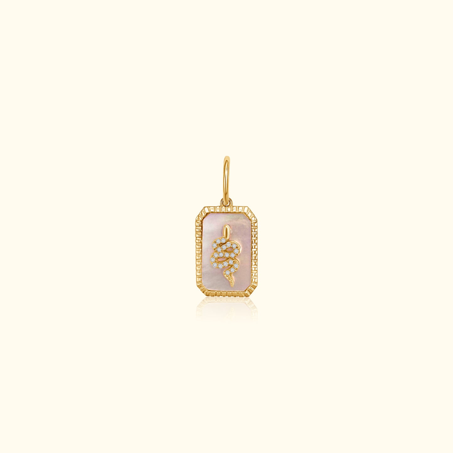 Diamond Snake Mother of Pearl Dog Tag Pendant