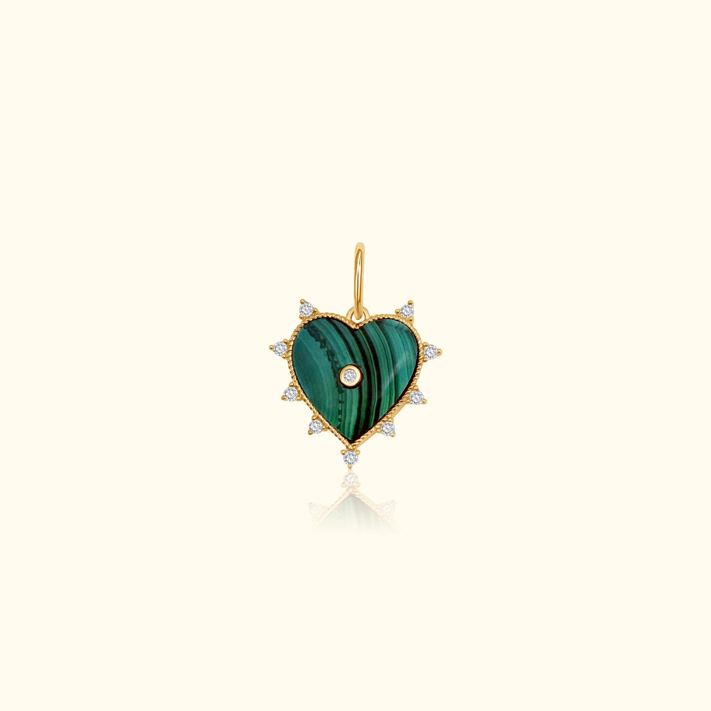 Spiked Diamond Malachite Heart Pendant