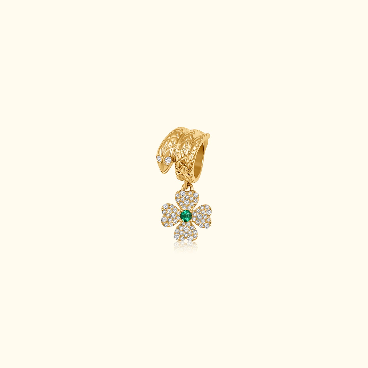 Snake Bail Diamond and Emerald Clover Pendant