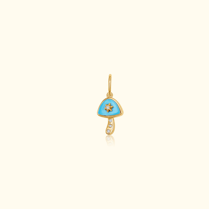 Diamond and Turquoise Mushroom Pendant