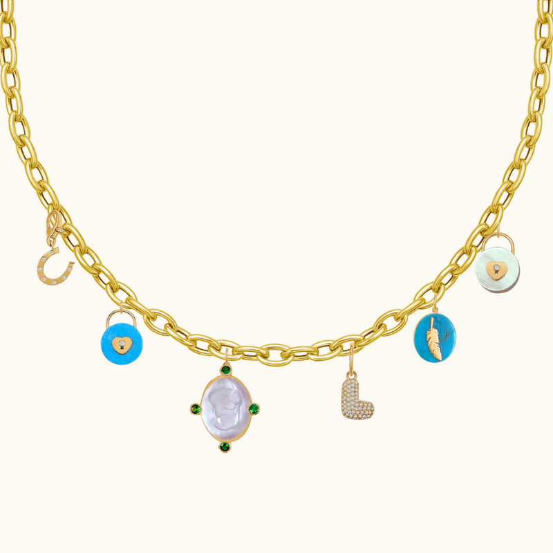 Turquoise and Diamond Padlock Medallion