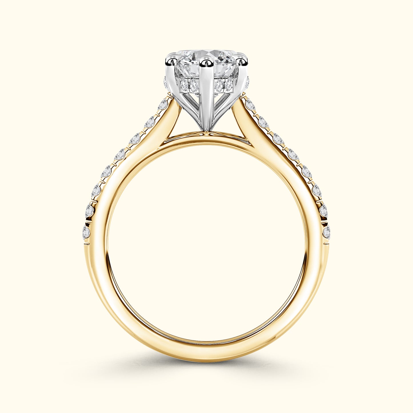 'Elizabeth' Engagement Ring - French Pavé Halo Design