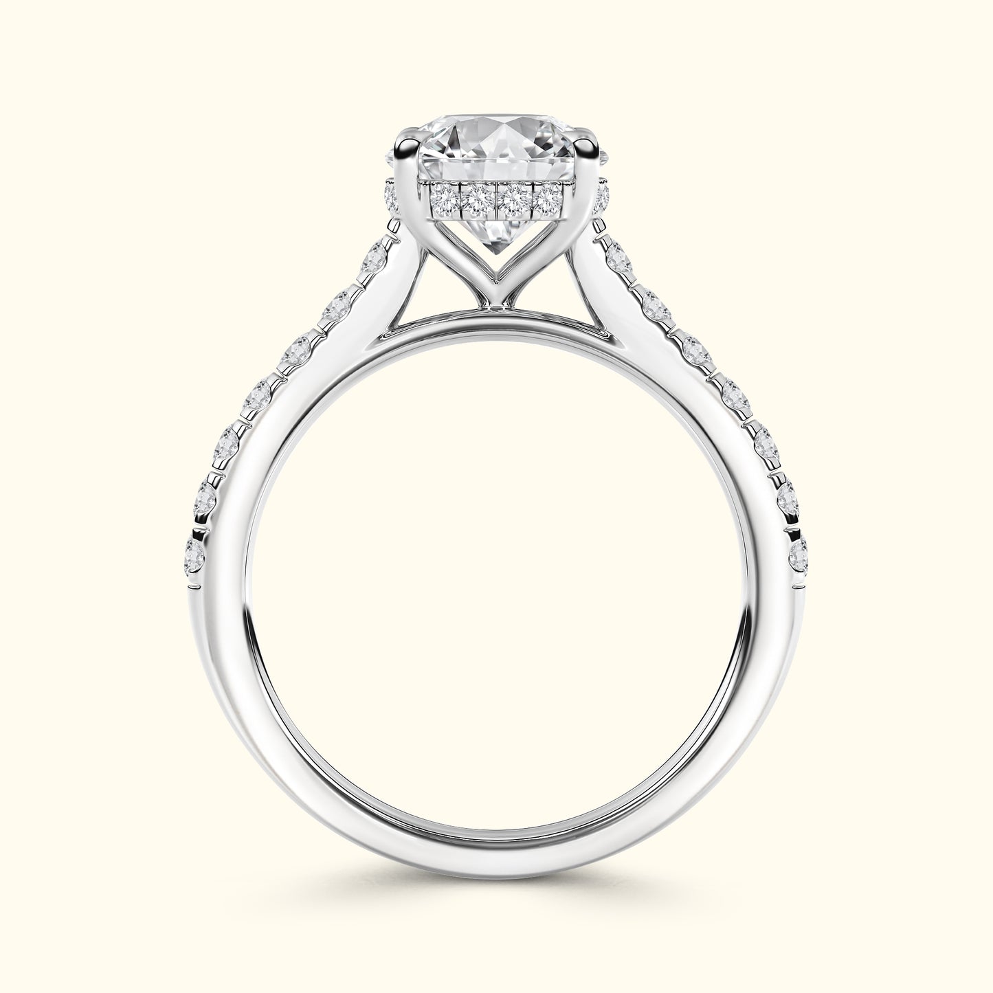 'Elizabeth' Engagement Ring - French Pavé Halo Design
