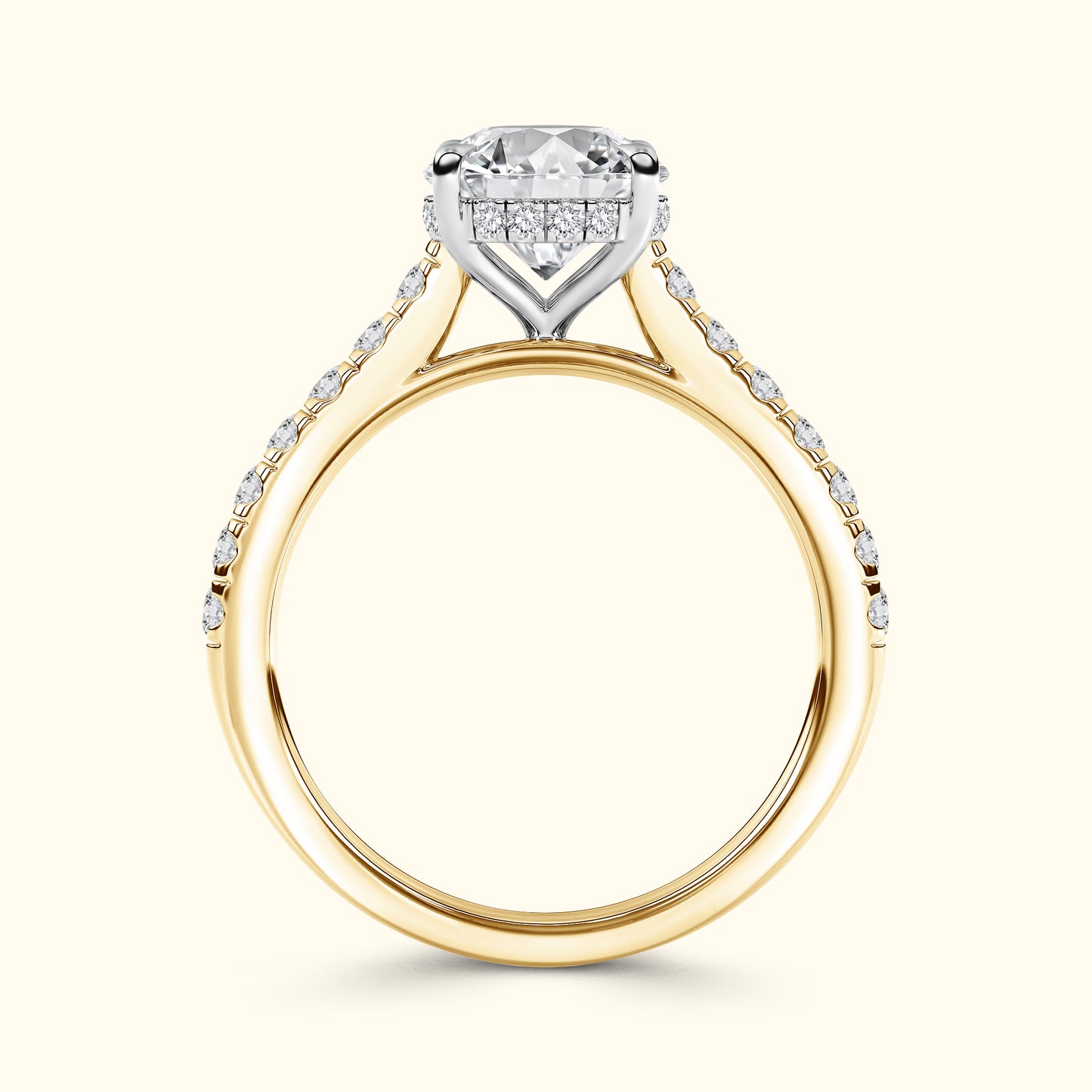 'Elizabeth' Engagement Ring - French Pavé Halo Design