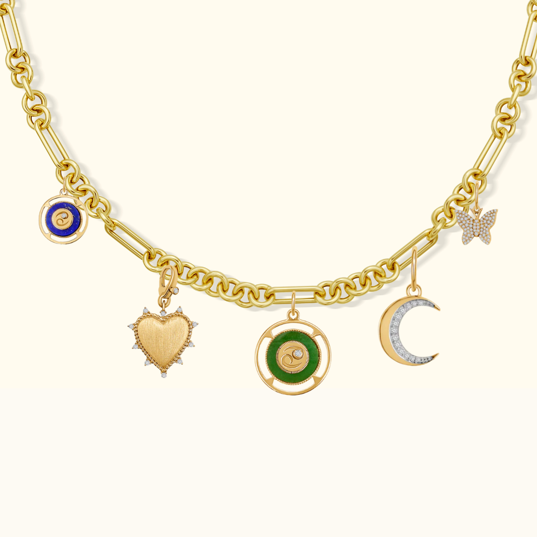 Cancer Zodiac Jade and Diamond Medallion