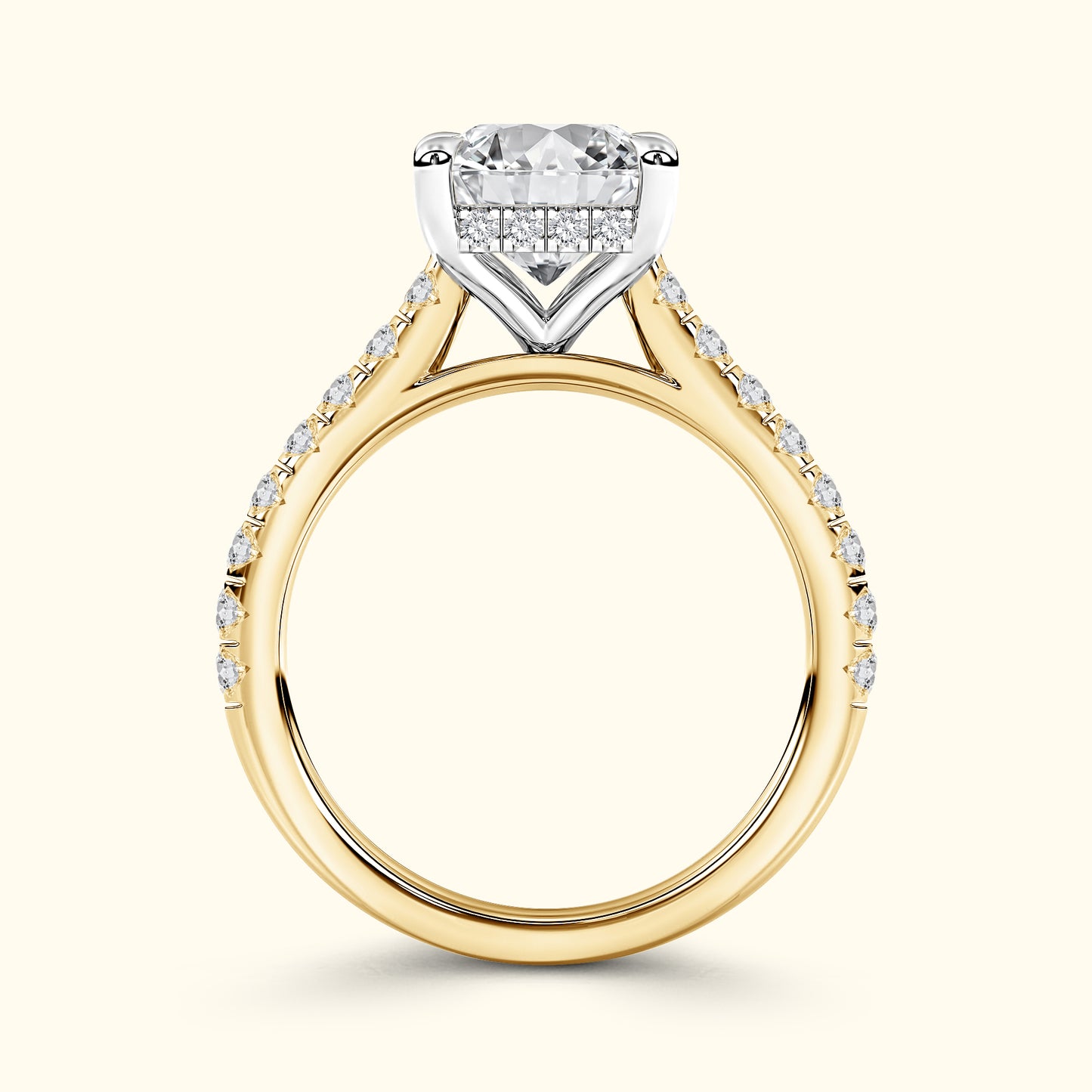 'Elizabeth' Engagement Ring - French Pavé Halo Design