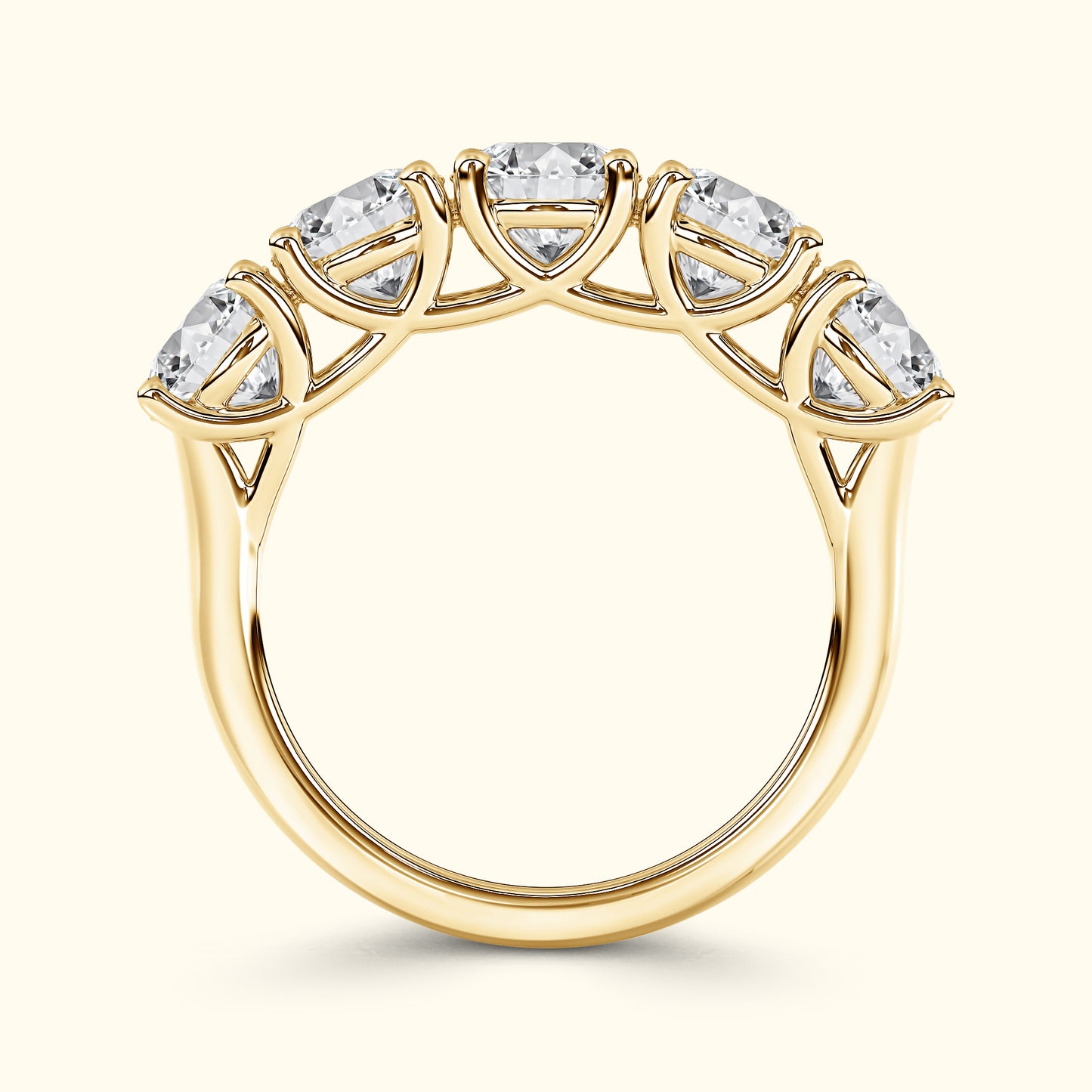 'Addison' 5 Stone Round Diamond Wedding Band