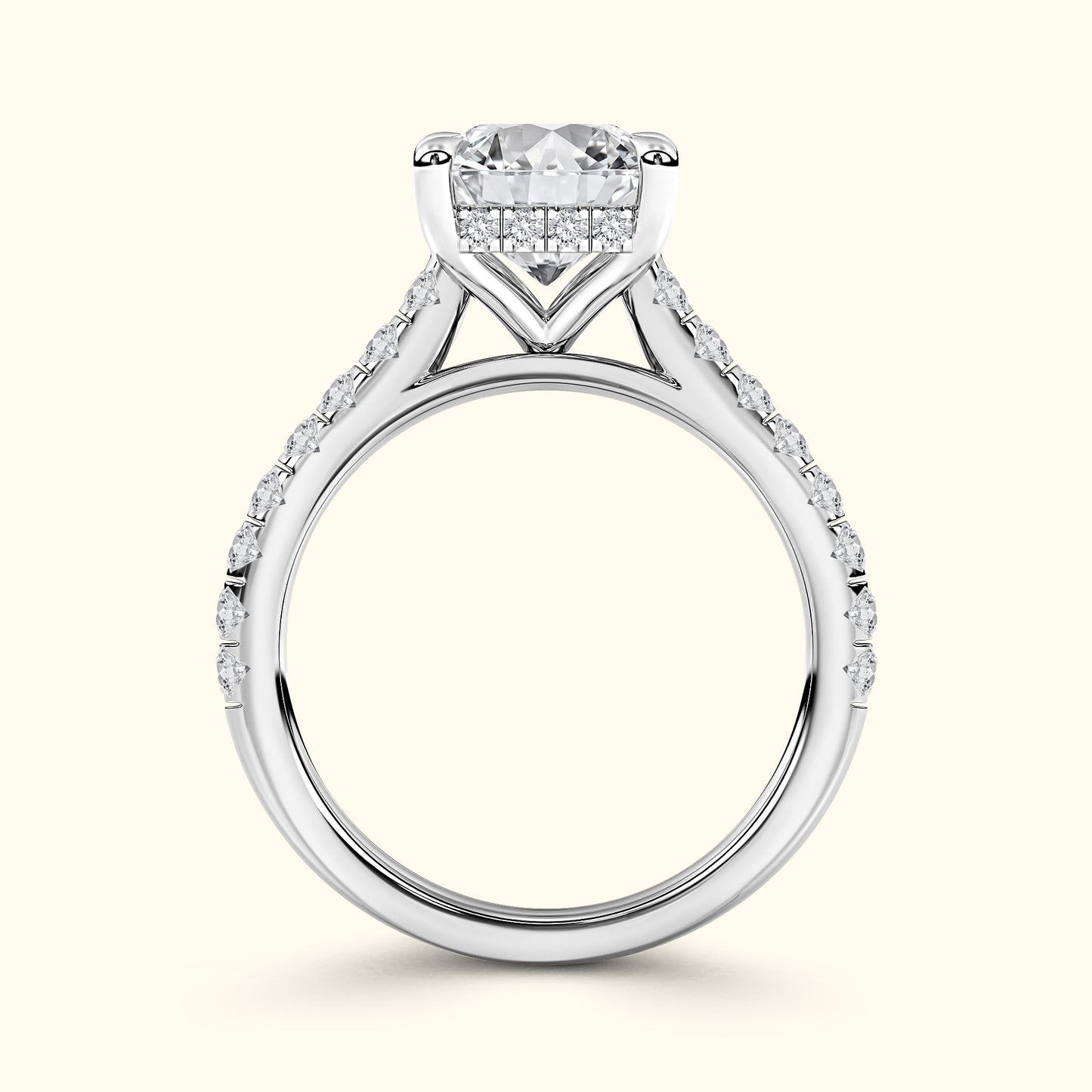 'Elizabeth' Engagement Ring - French Pavé Halo Design