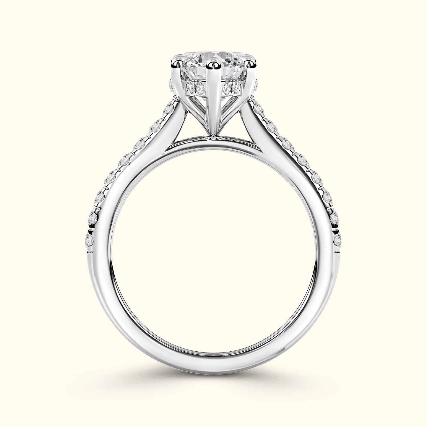 'Elizabeth' Engagement Ring - French Pavé Halo Design