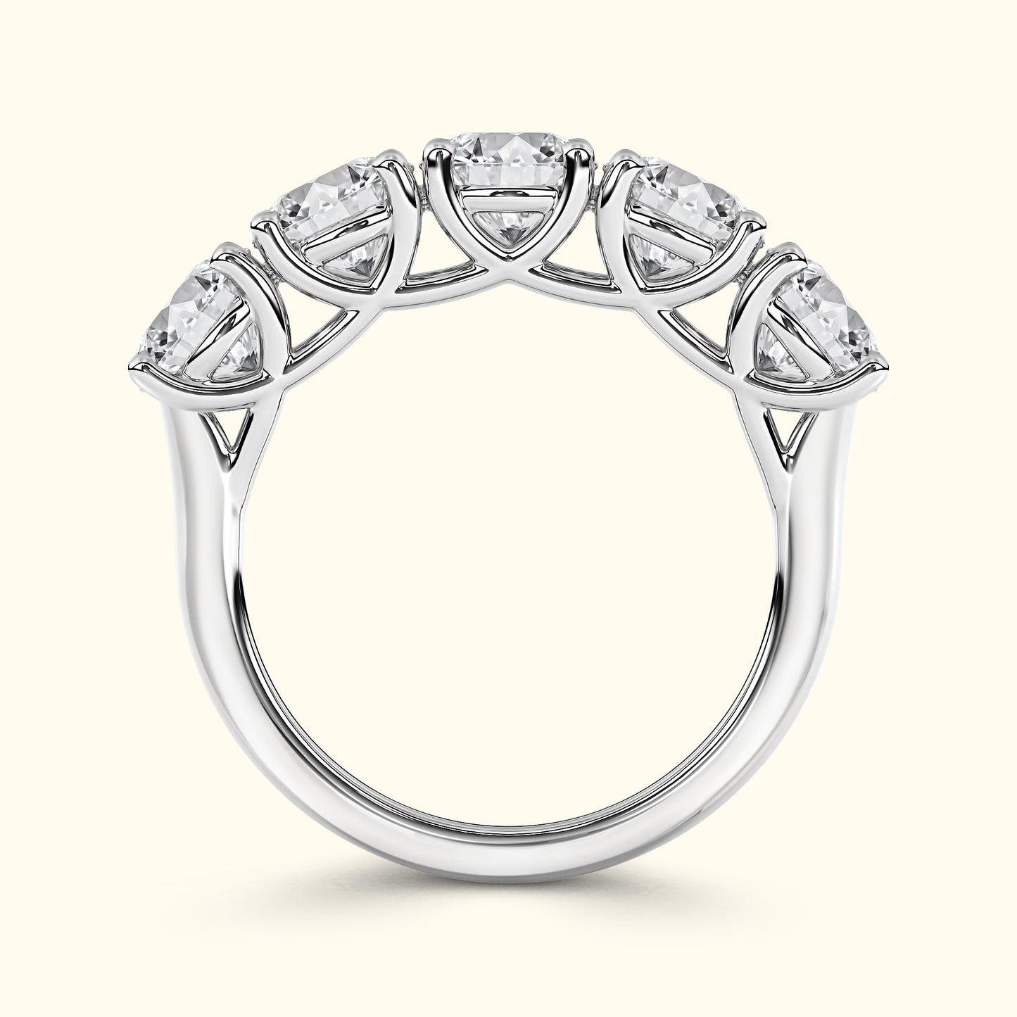 'Addison' 5 Stone Round Diamond Wedding Band