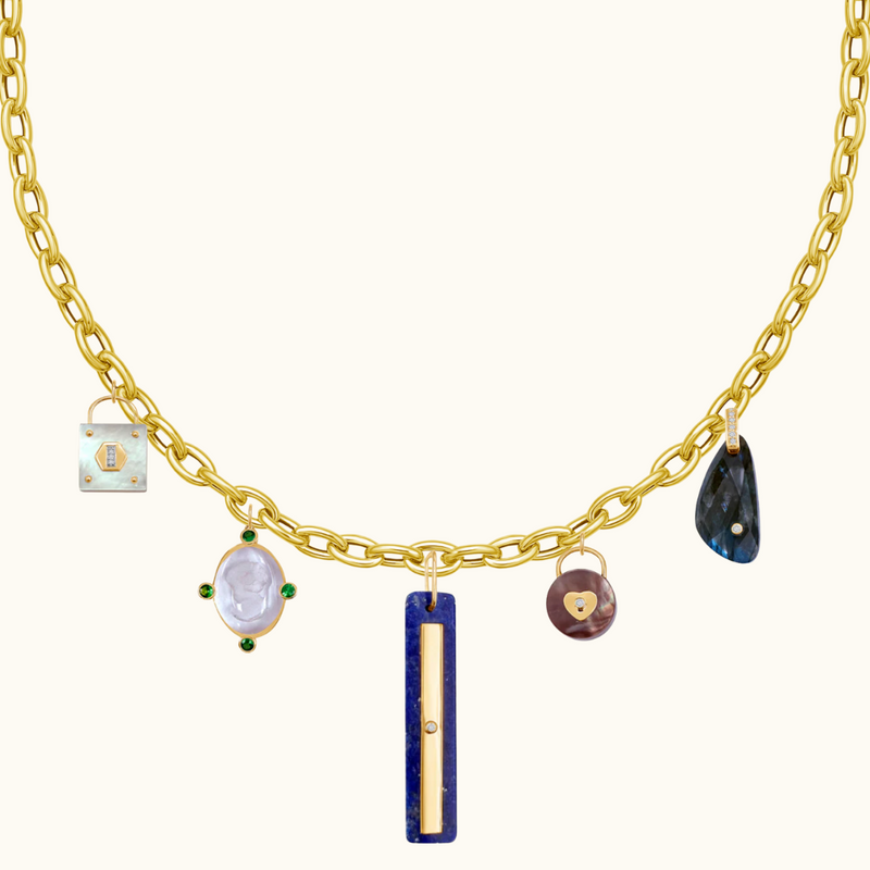 Lapis and Diamond Mirror Medallion