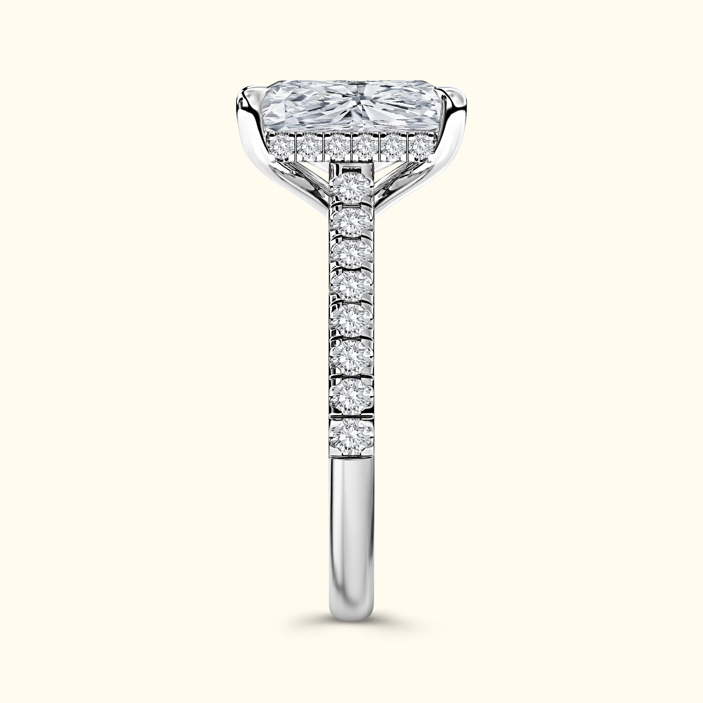 'Elizabeth' Engagement Ring - French Pavé Halo Design
