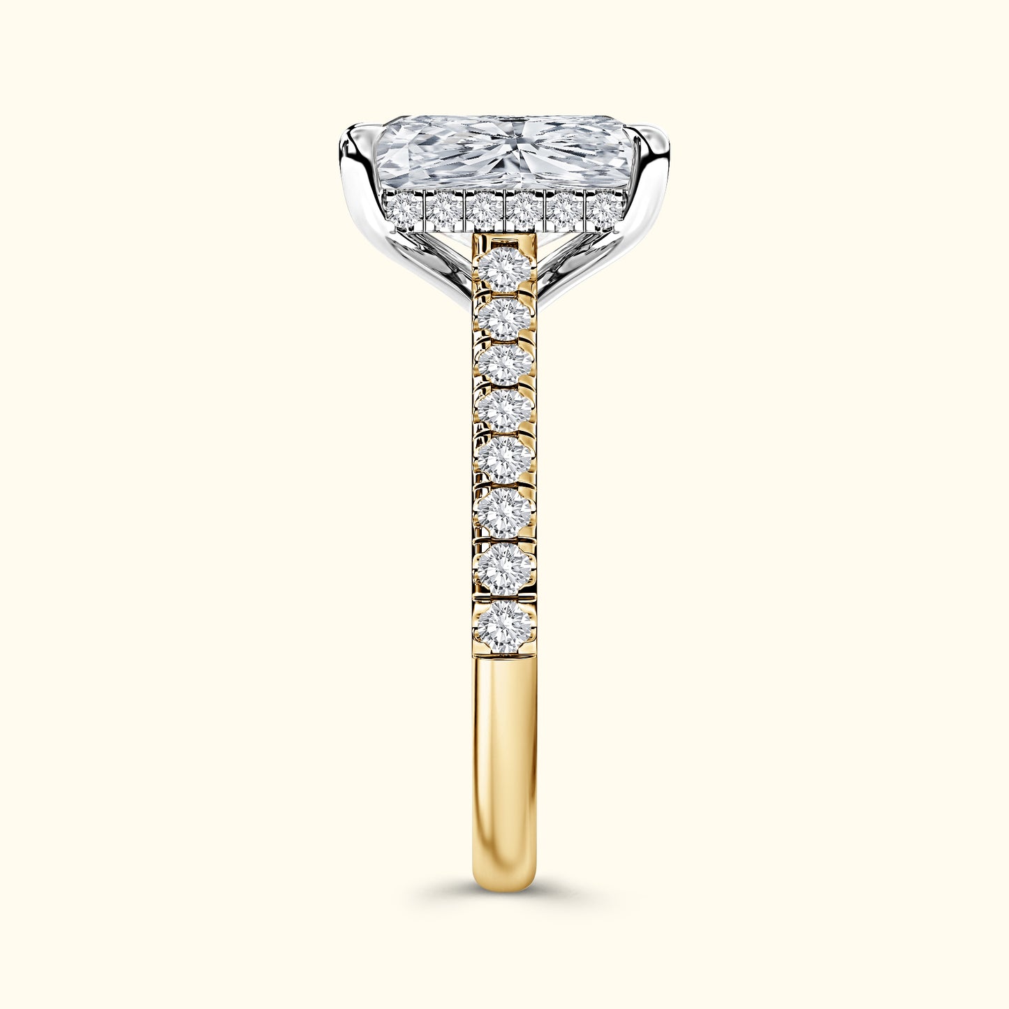 'Elizabeth' Engagement Ring - French Pavé Halo Design