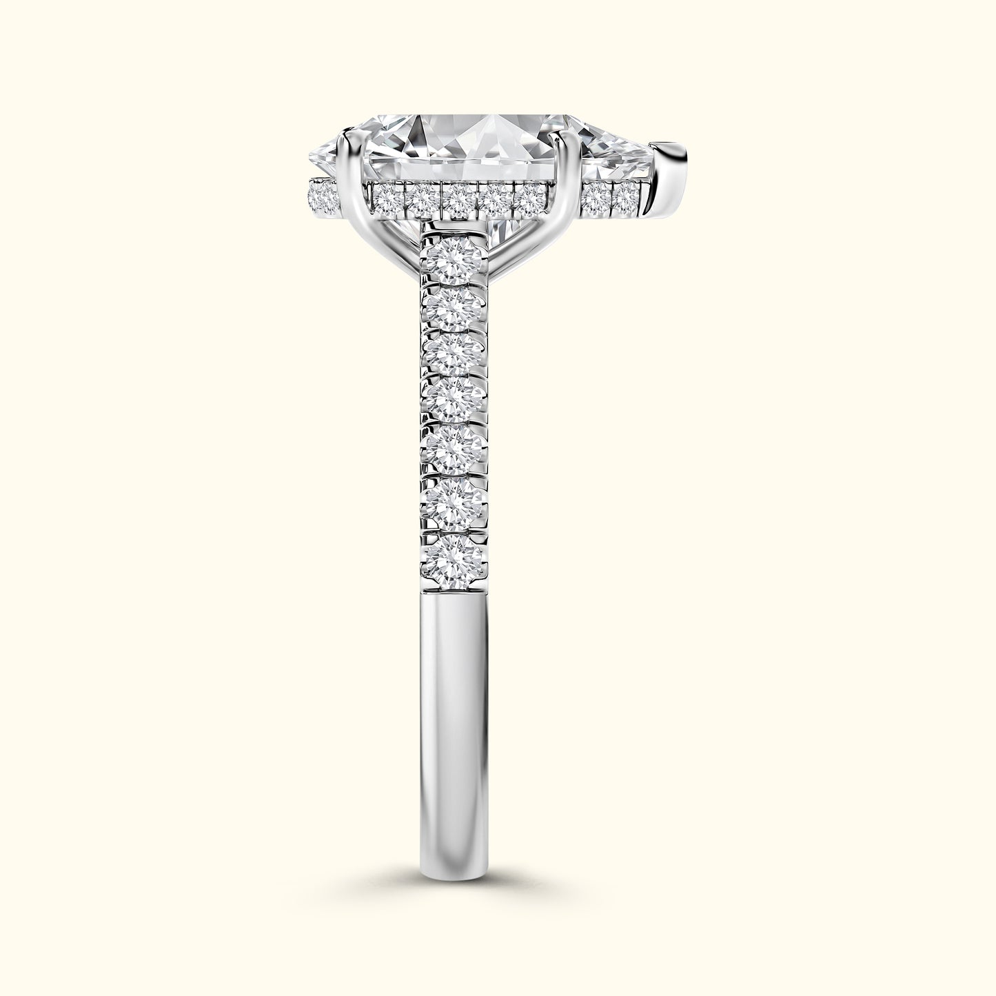 'Elizabeth' Engagement Ring - French Pavé Halo Design